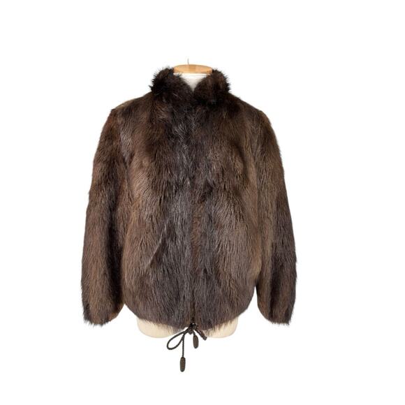 Vintage Kramer’s Fur Coat Parka Short Drawstring Women’s Old Money Quiet Luxury - Picture 1 of 16